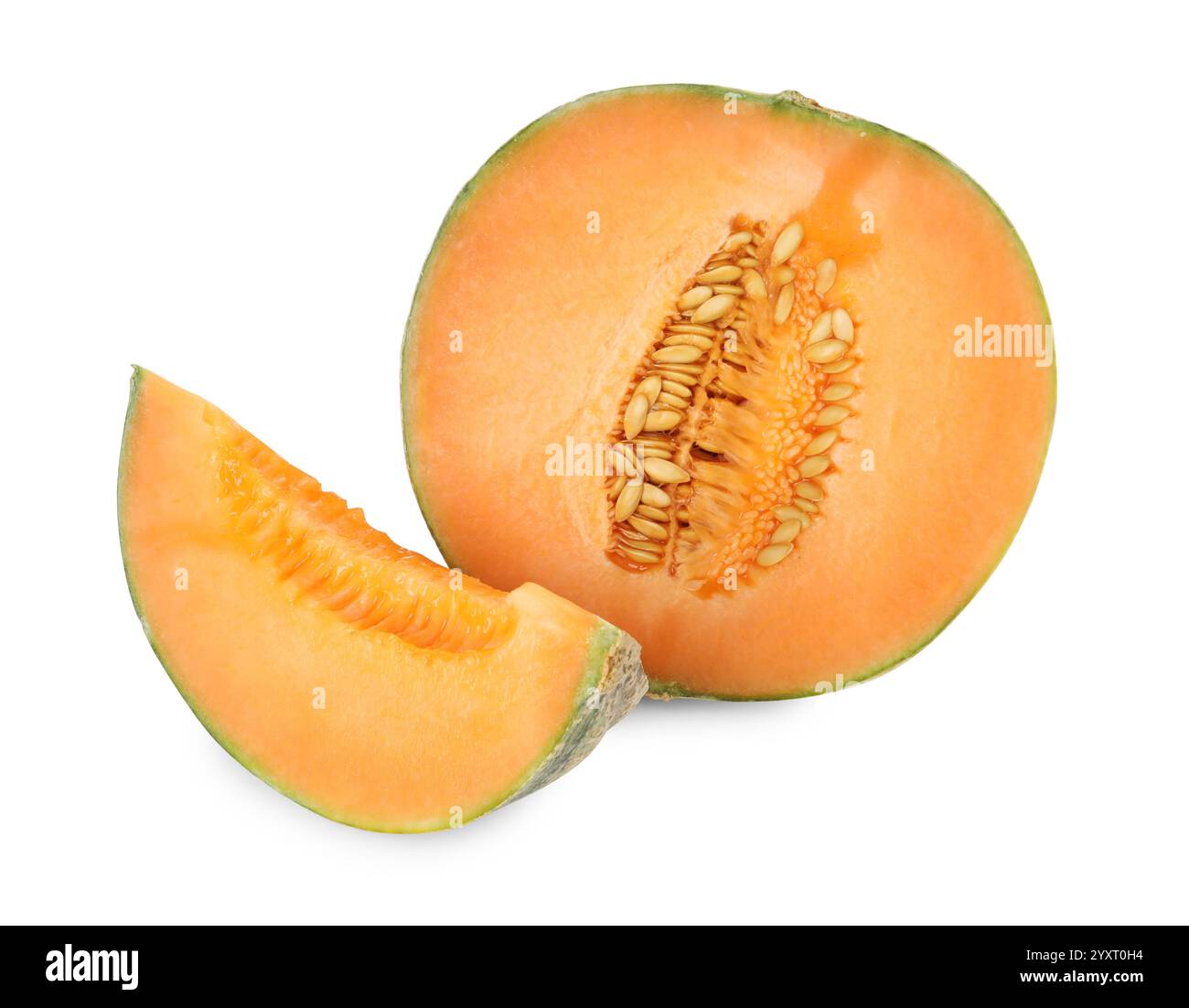 View of Pieces of Cantaloupe melon isolated on white Stock Photo - Alamy