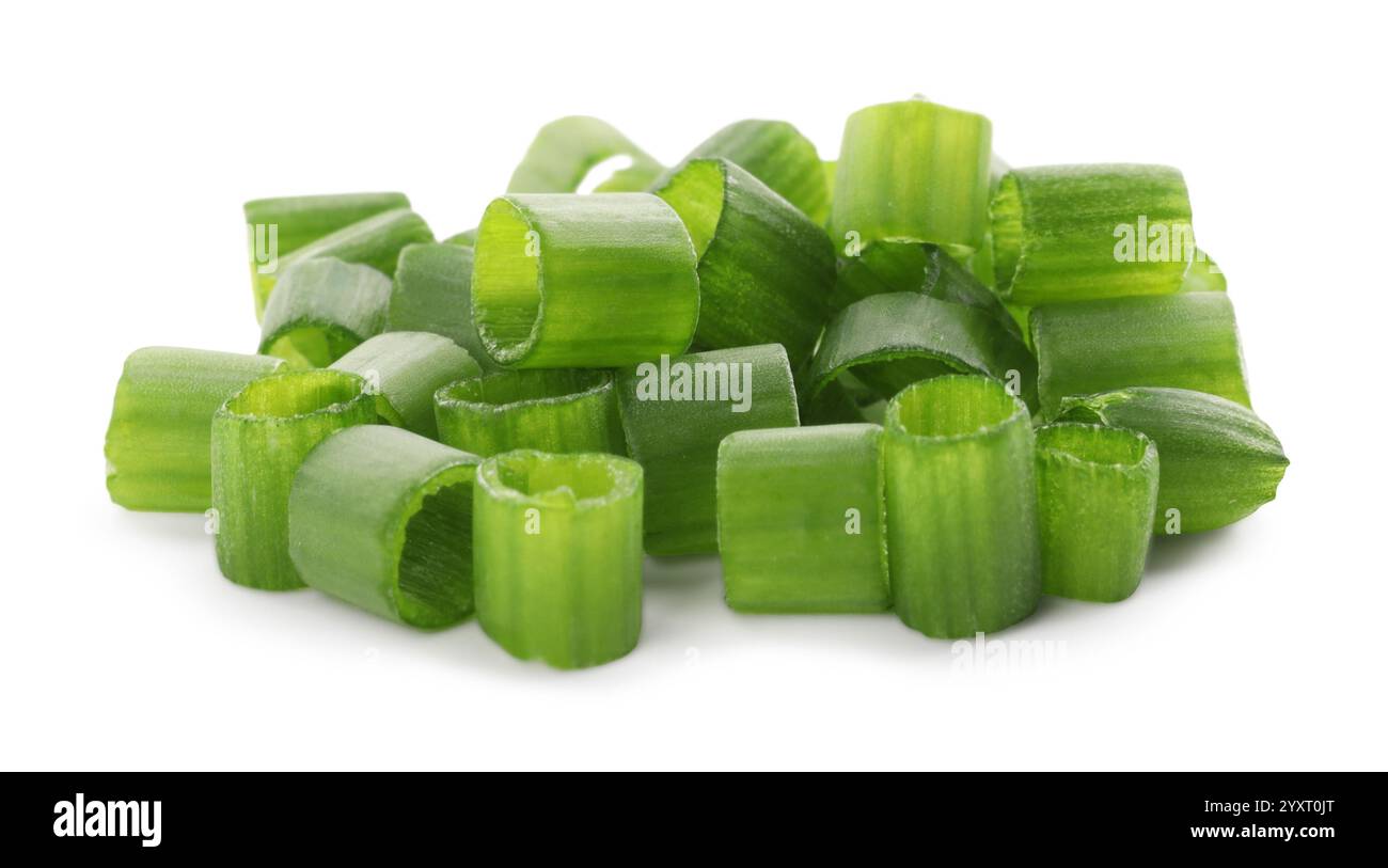 Chopped fresh green onion isolated on white Stock Photo - Alamy