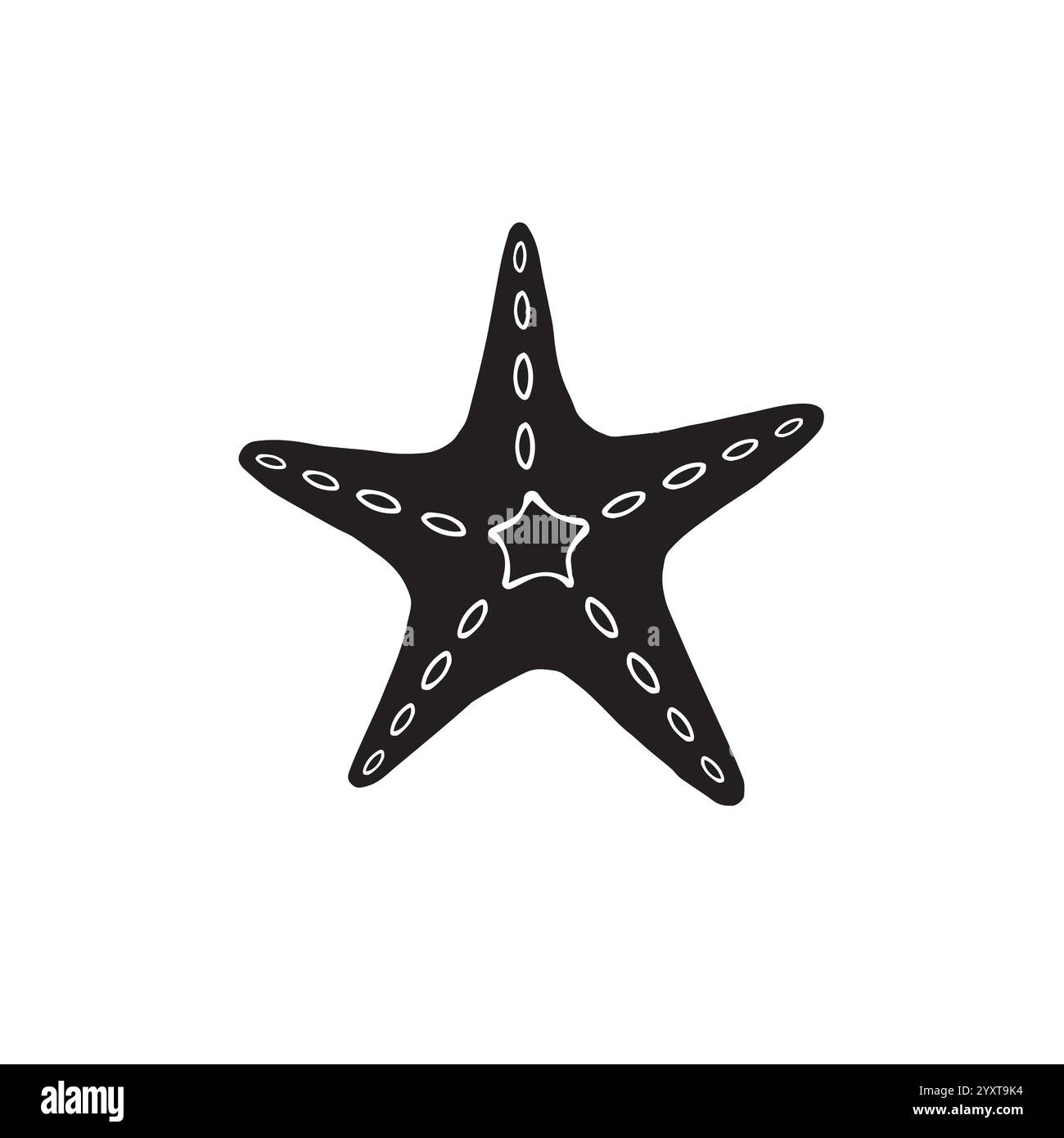 Vector hand drawn doodle sketch black sea star starfish isolated on ...