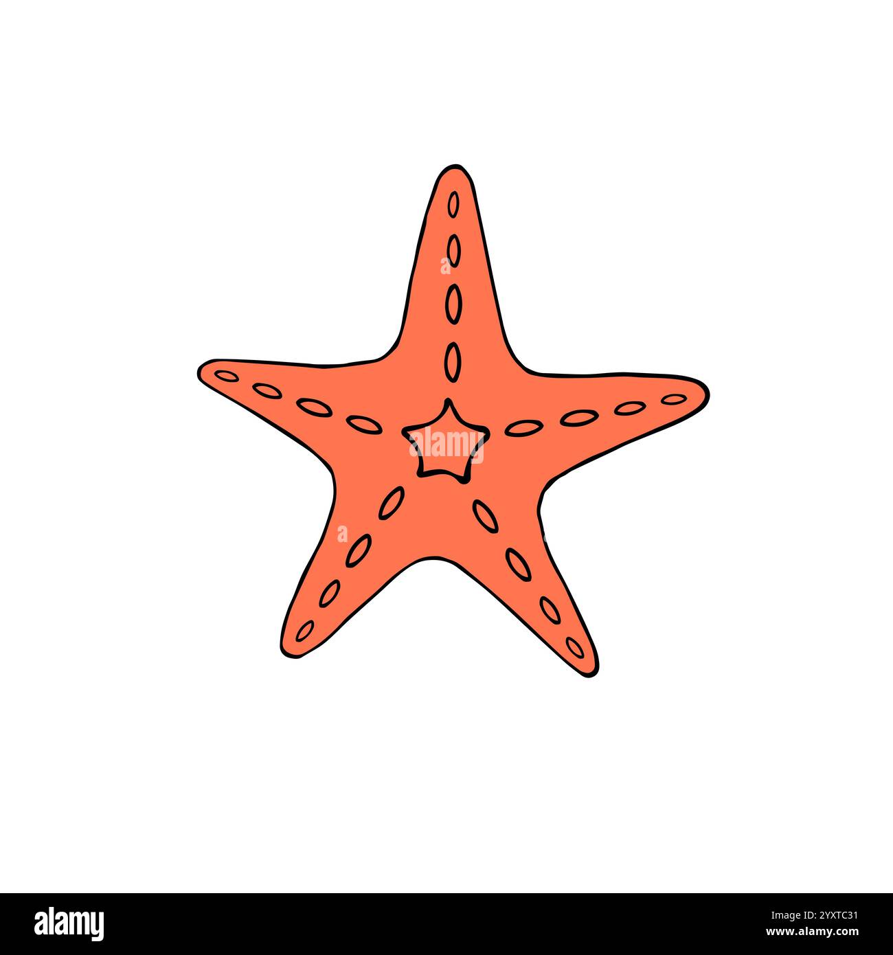 Vector coral color hand drawn doodle sketch sea star starfish isolated ...