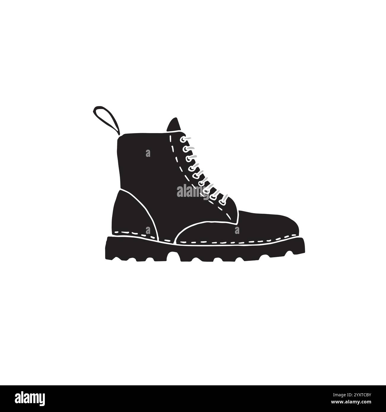 Vector hand drawn doodle sketch black boot isolated on white background Stock Vector