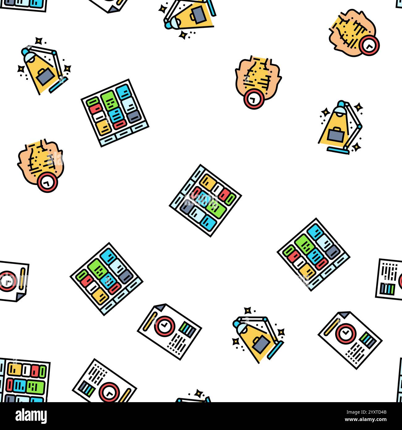 time management clock work seamless pattern vector Stock Vector Image ...