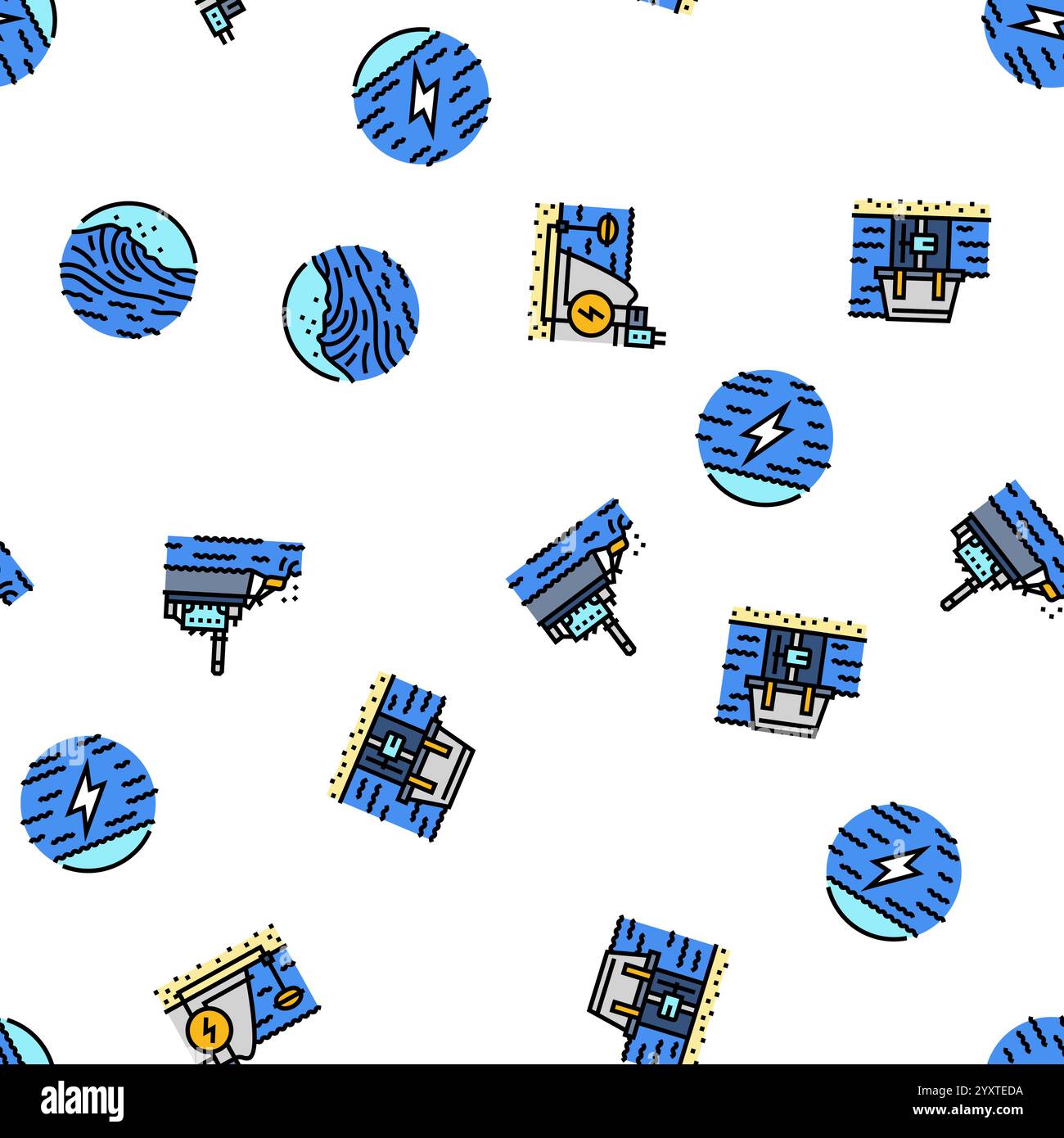 Wave Energy Power Tidal Seamless Pattern Vector Stock Vector Image