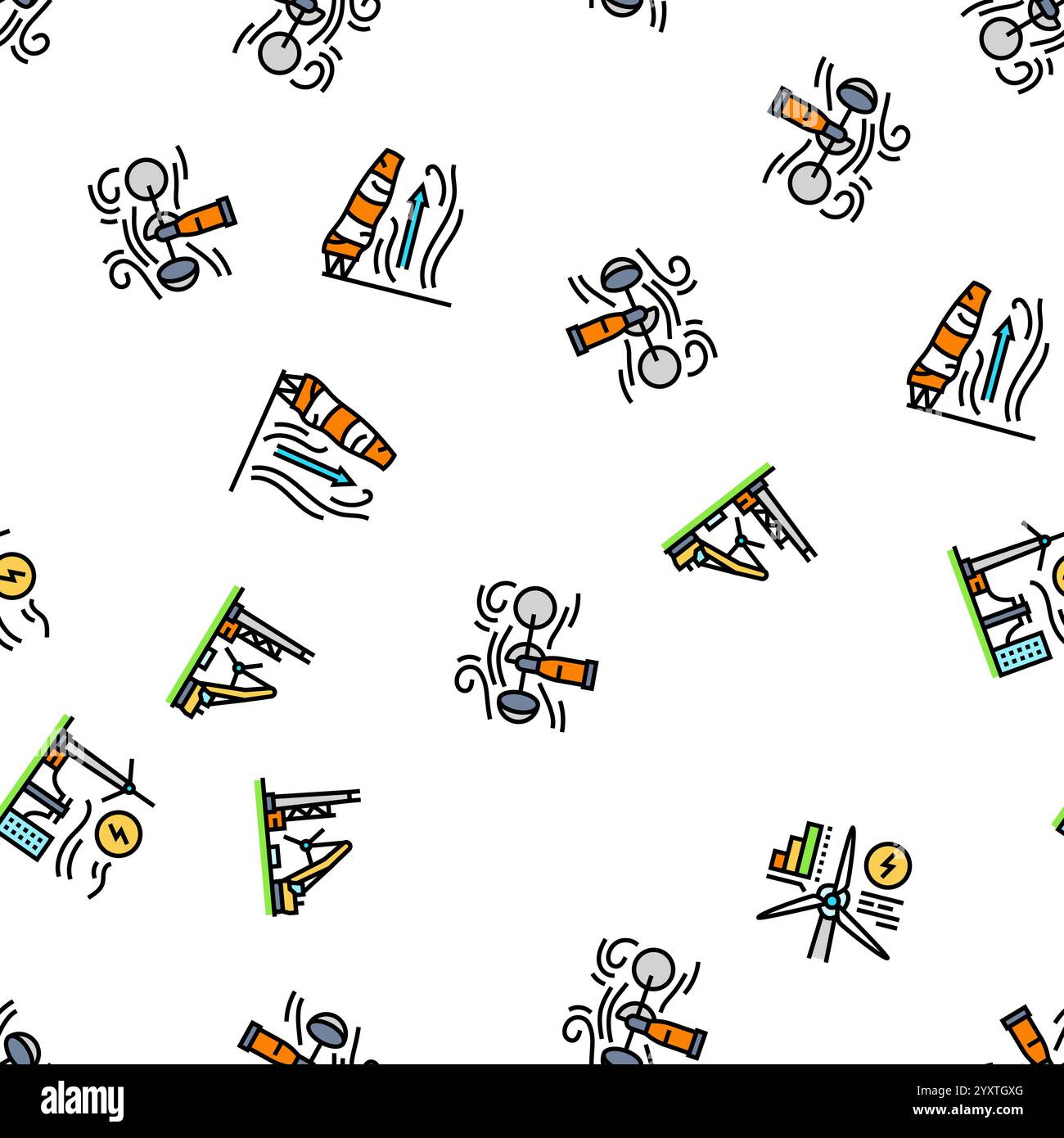 wind turbine power energy farm seamless pattern vector Stock Vector ...