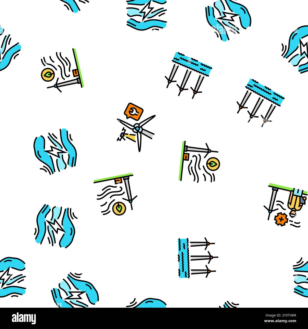 wind turbine power energy farm seamless pattern vector Stock Vector ...