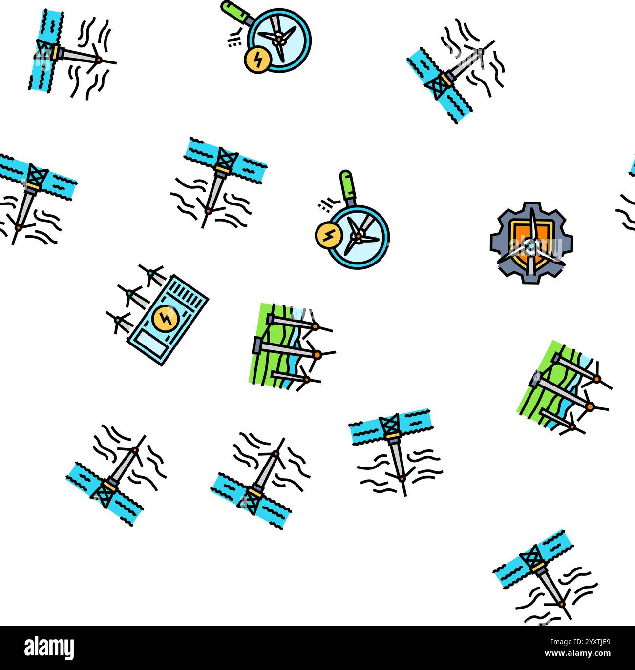 wind turbine power energy farm seamless pattern vector Stock Vector ...