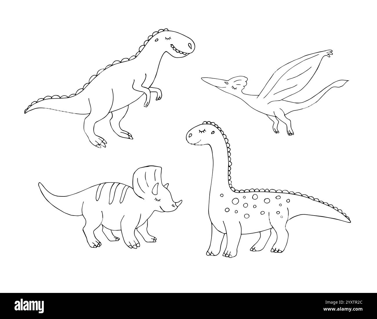 Vector set bundle of hand drawn doodle sketch different black dinosaur ...