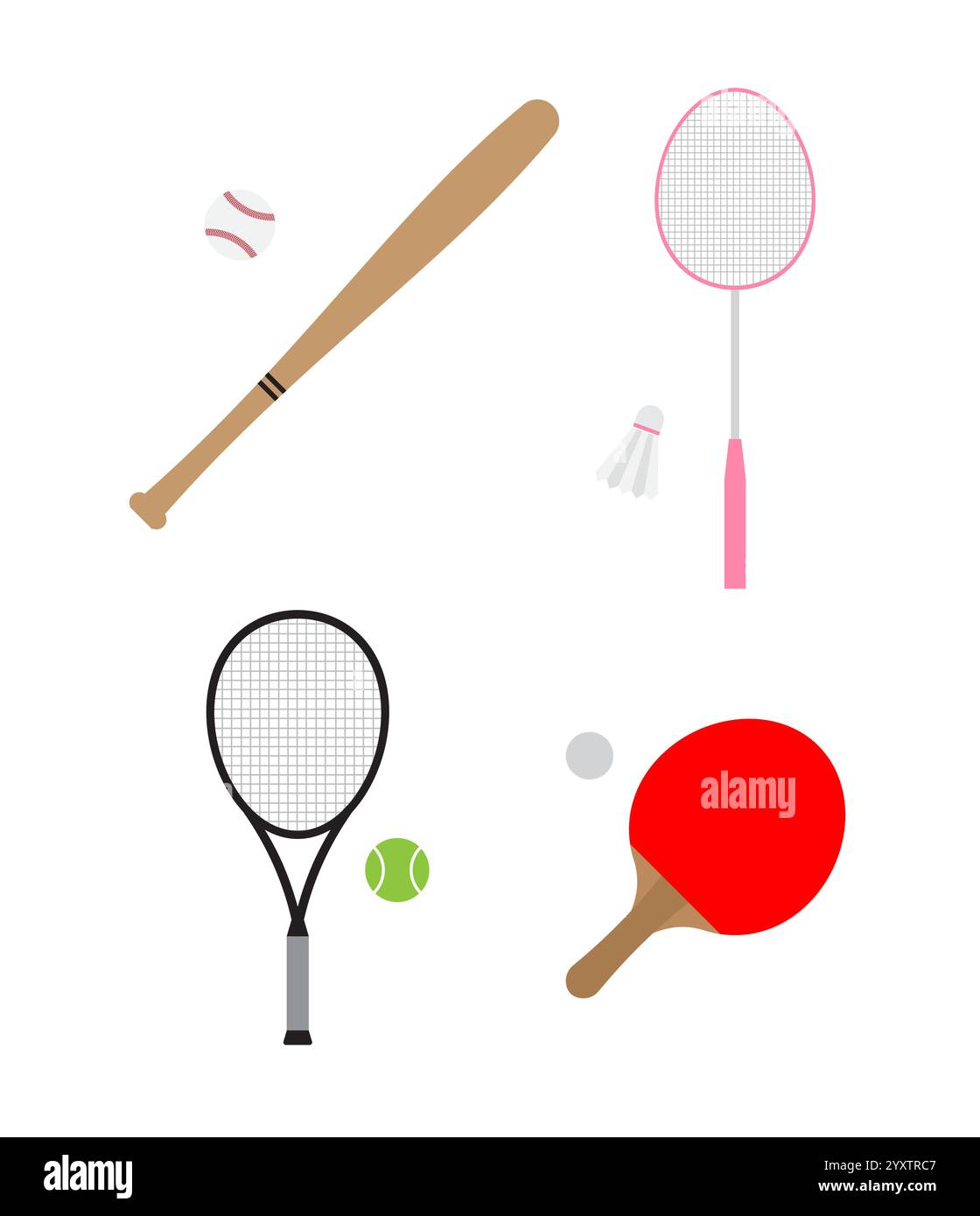 Vector set bundle of flat cartoon different sport equipment isolated on ...