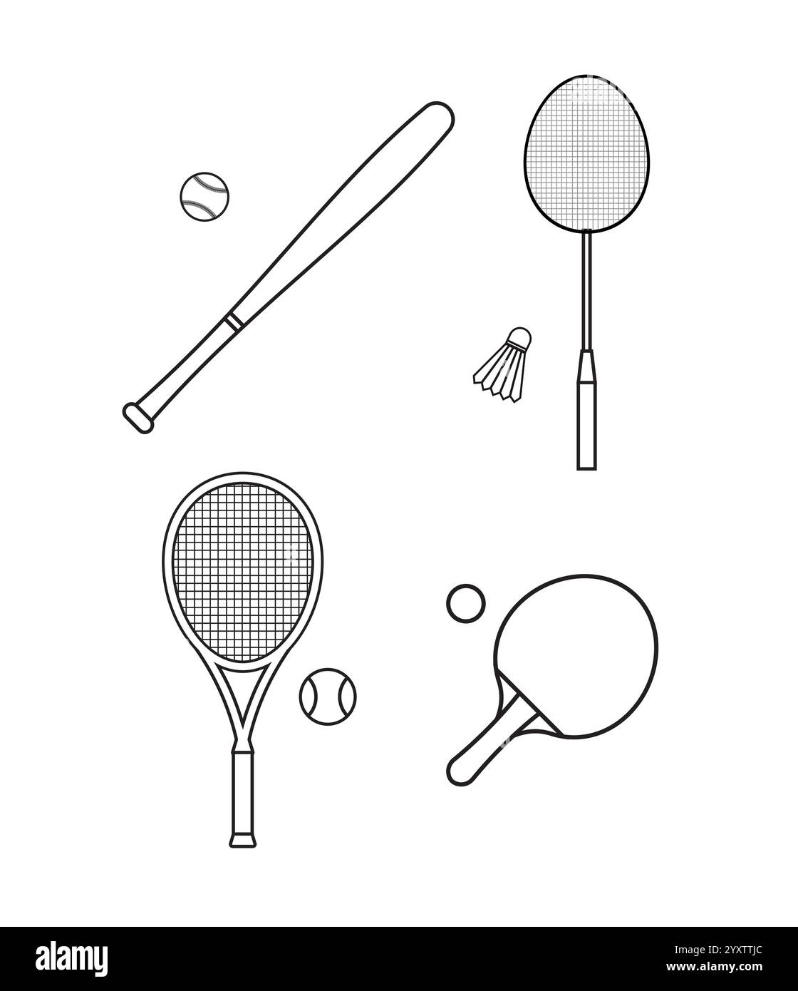Vector set bundle of flat outline different sport equipment isolated on ...