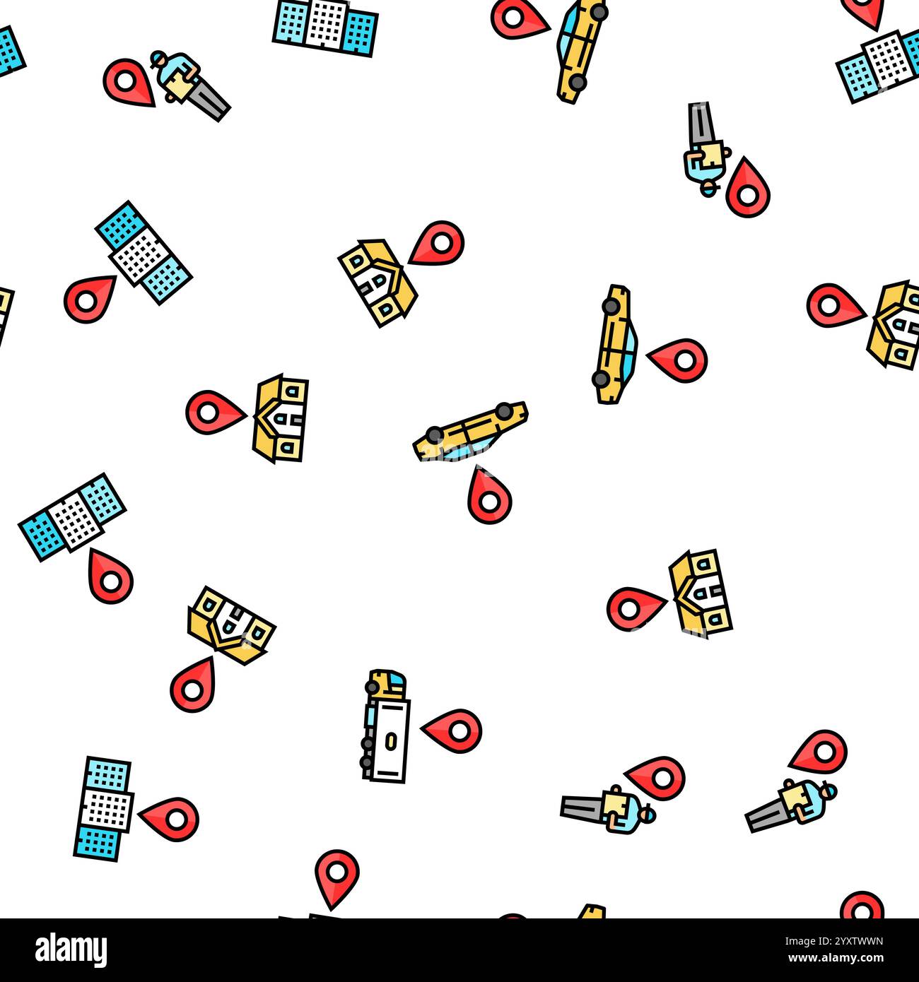 location pin map point vector seamless pattern thin line illustration ...