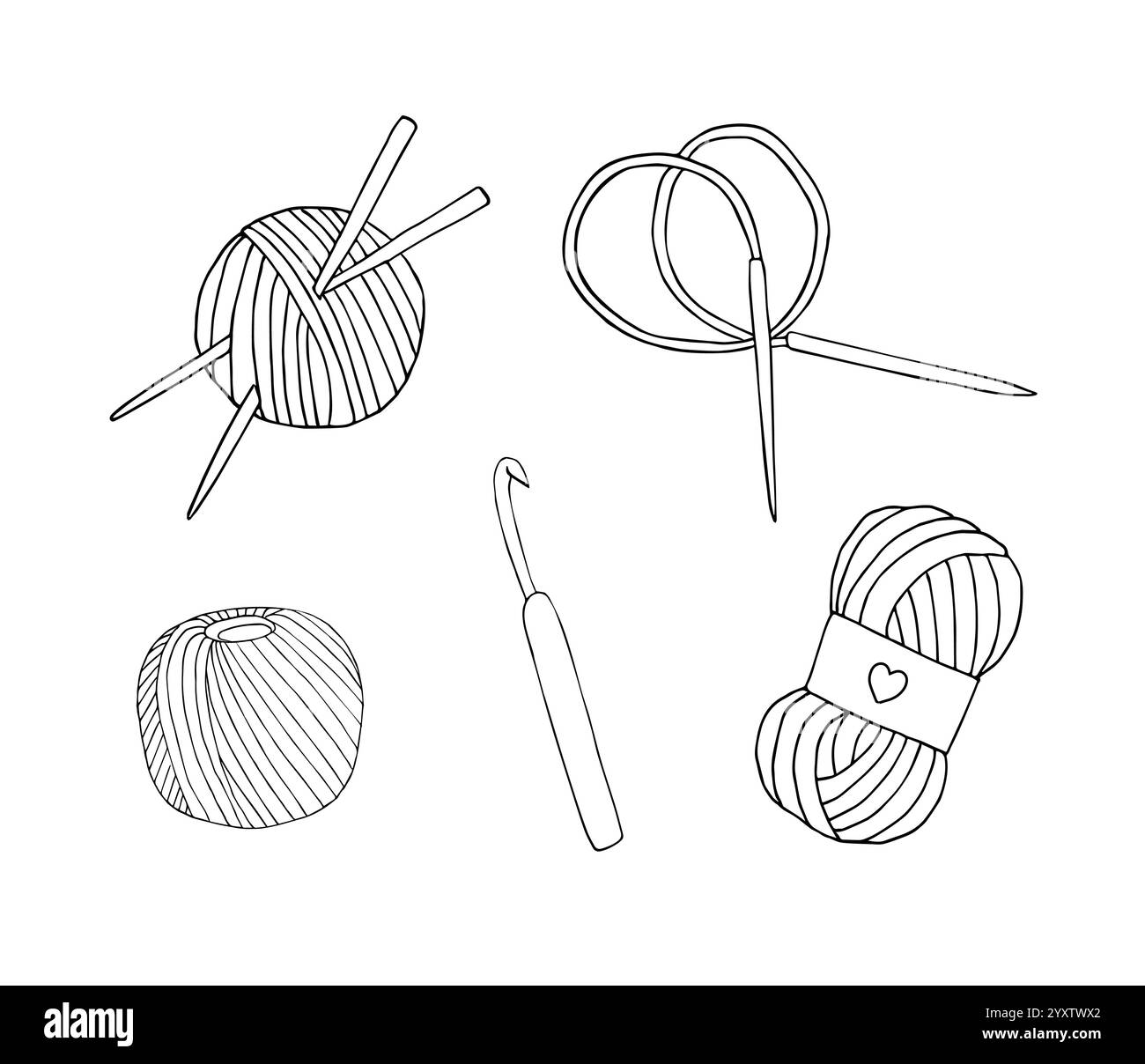 Set threads knitting woolen Black and White Stock Photos & Images - Alamy