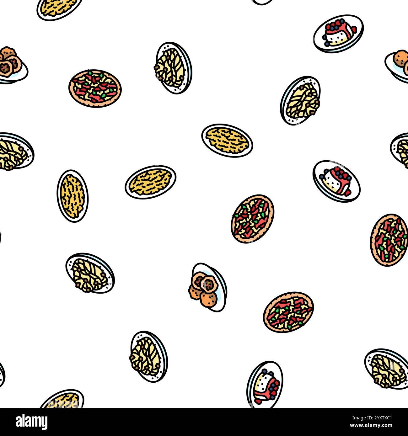 italian cuisine food pasta seamless pattern vector Stock Vector Image ...