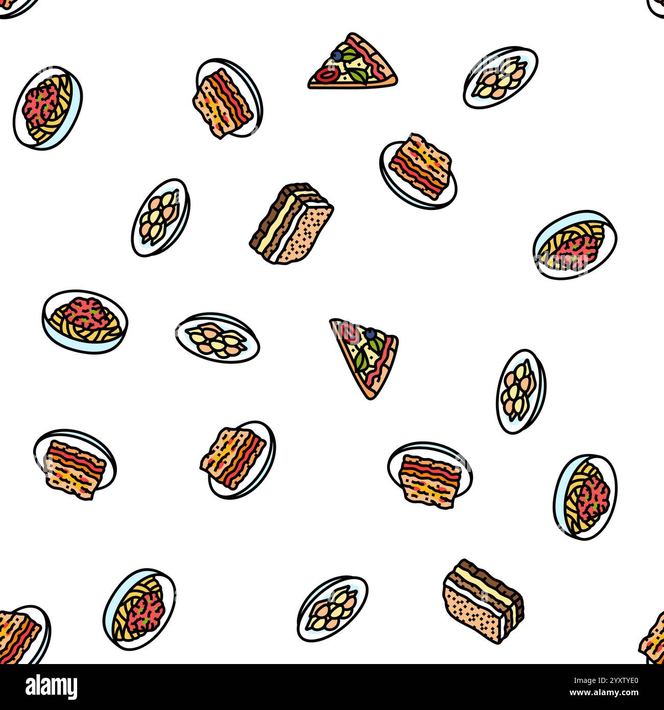 italian cuisine food pasta seamless pattern vector Stock Vector Image ...