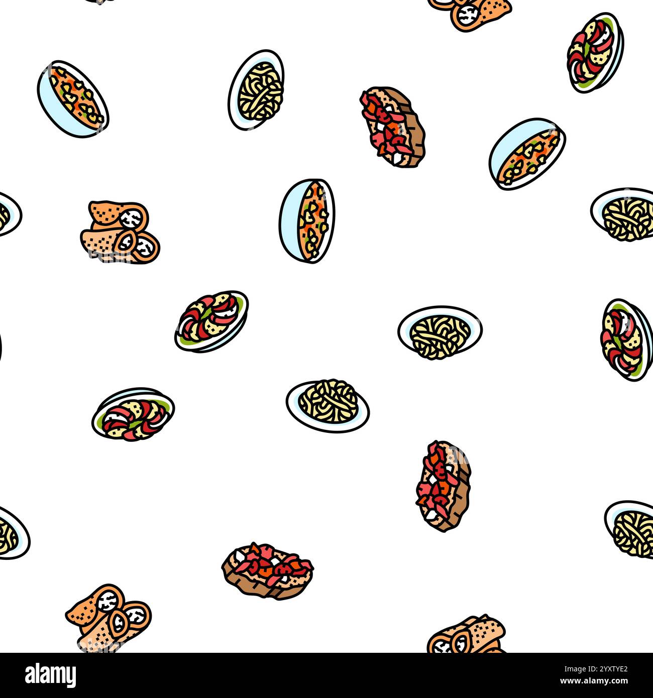 italian cuisine food pasta seamless pattern vector Stock Vector Image ...