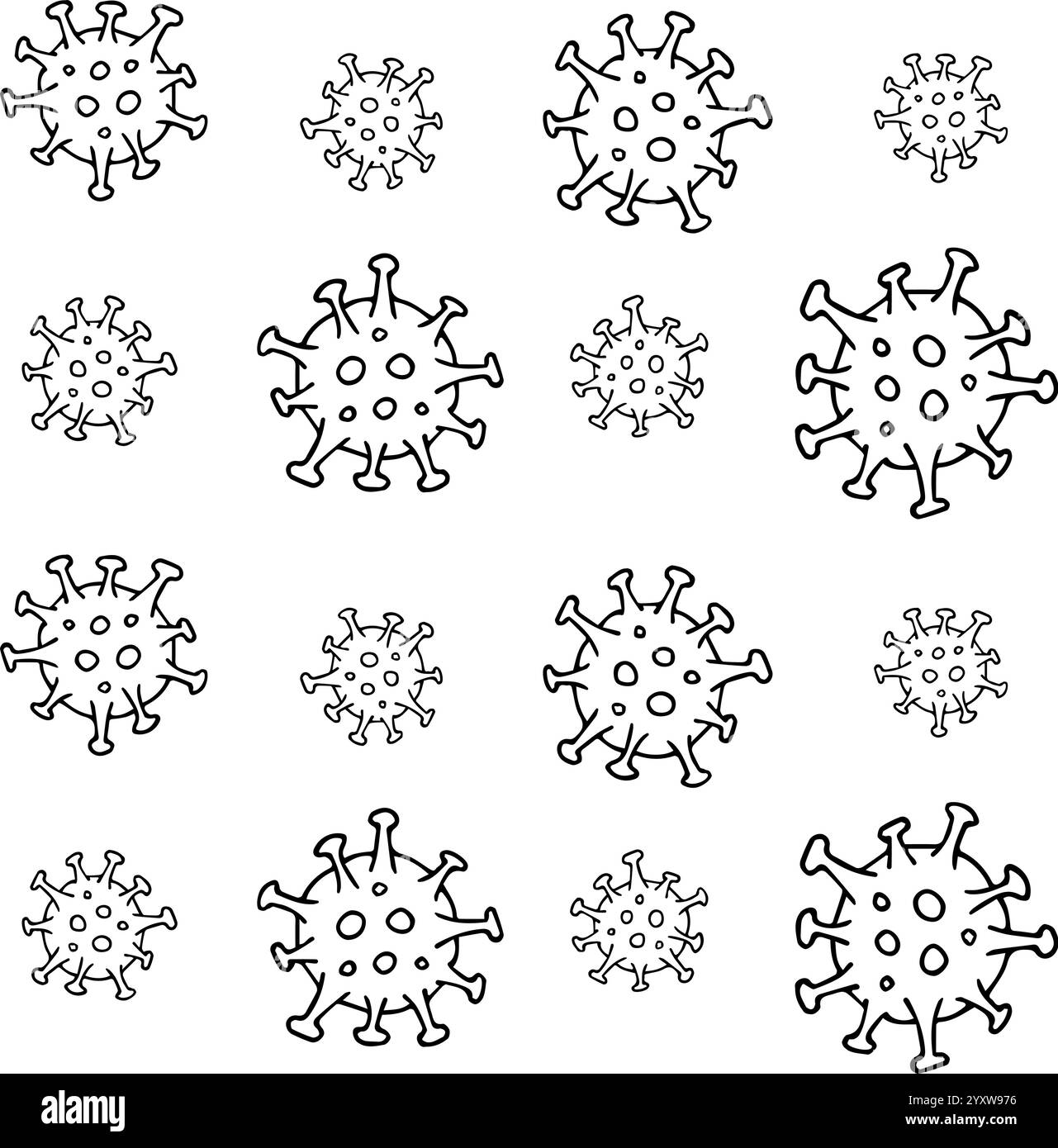 Vector seamless pattern of hand drawn doodle sketch coronavirus covid ...