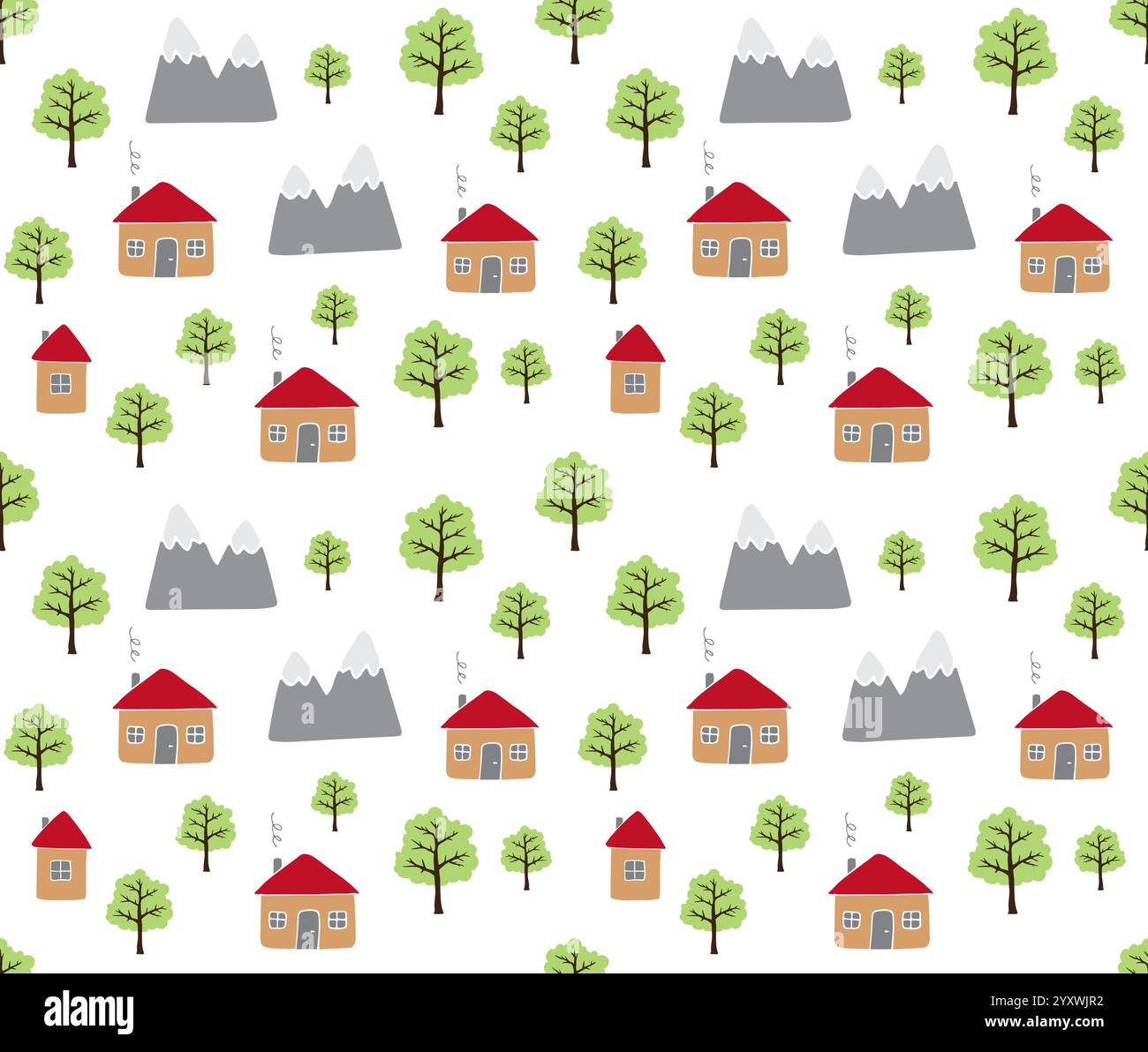 Vector seamless pattern of colored hand drawn doodle sketch country ...