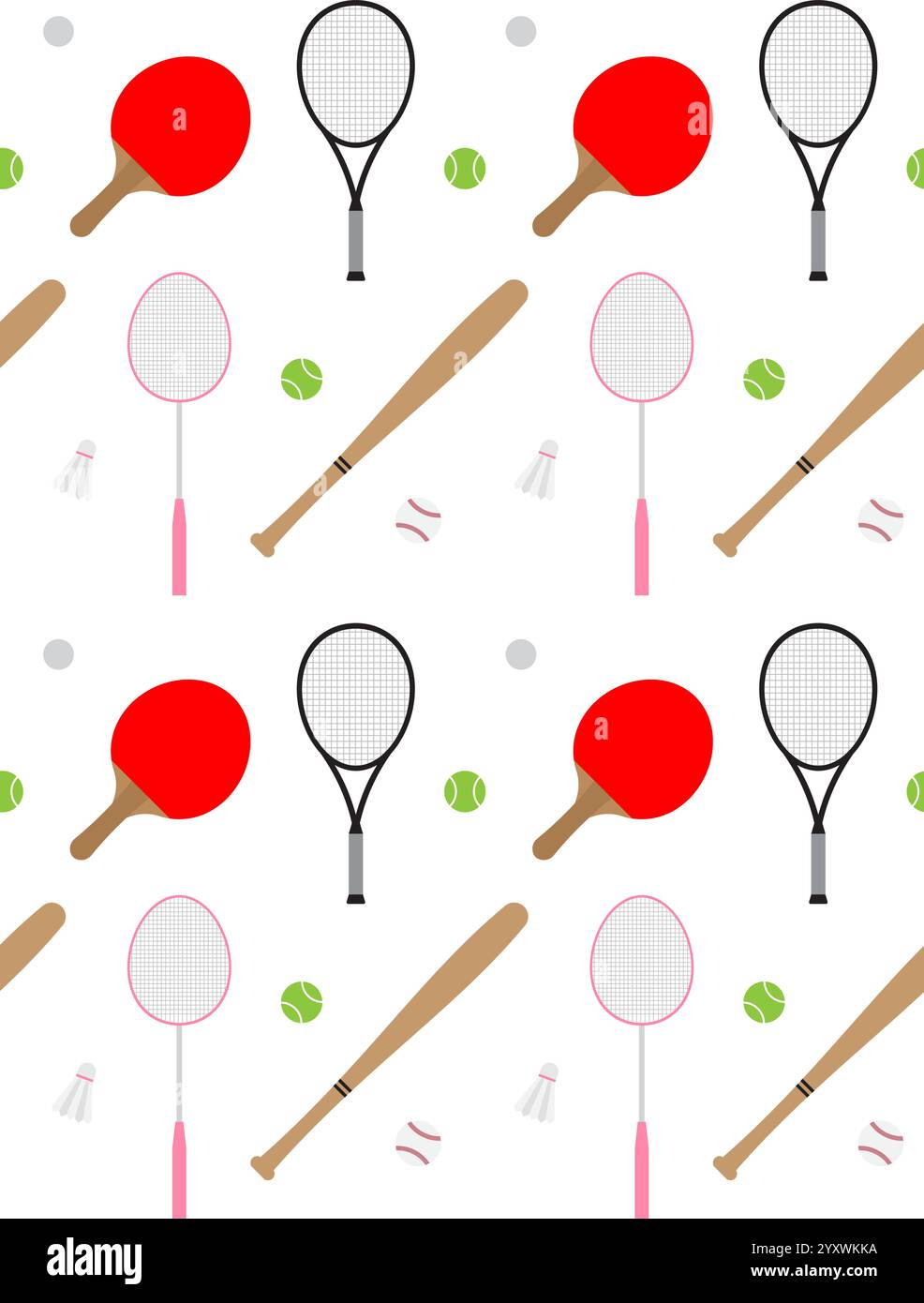 Vector seamless pattern of colored flat different sport equipment ...