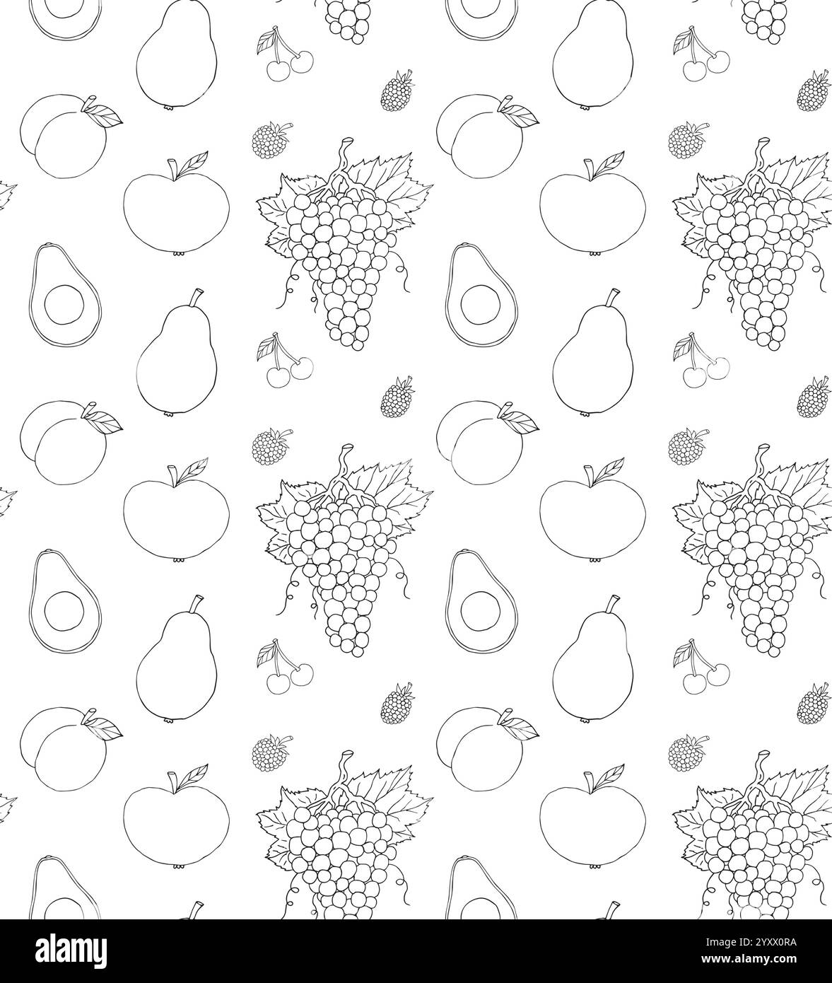 Vector seamless pattern of hand drawn doodle sketch black fruit and ...
