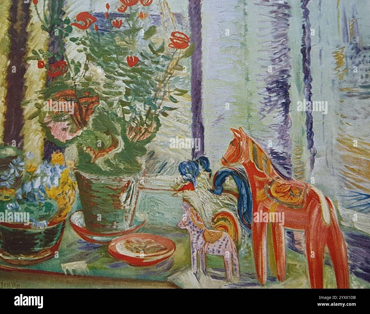 Den röda trähästen x Sigrid Hjerten Stock Photo - Alamy