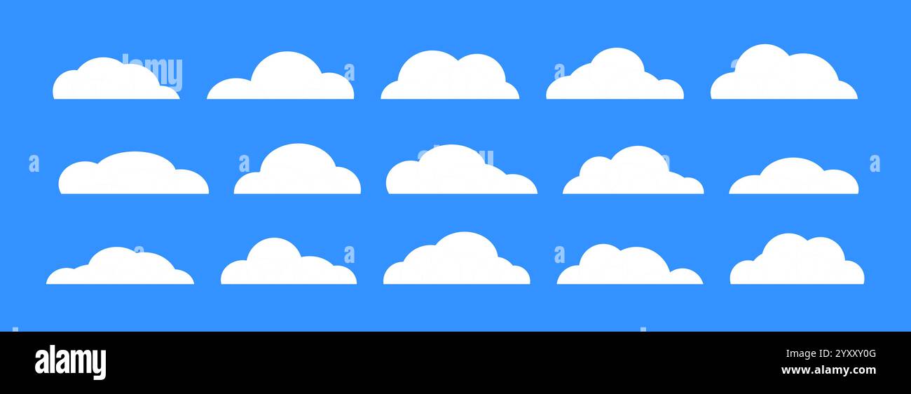 Empty cartoon clouds on purple background. Comic cloud shapes set for ...