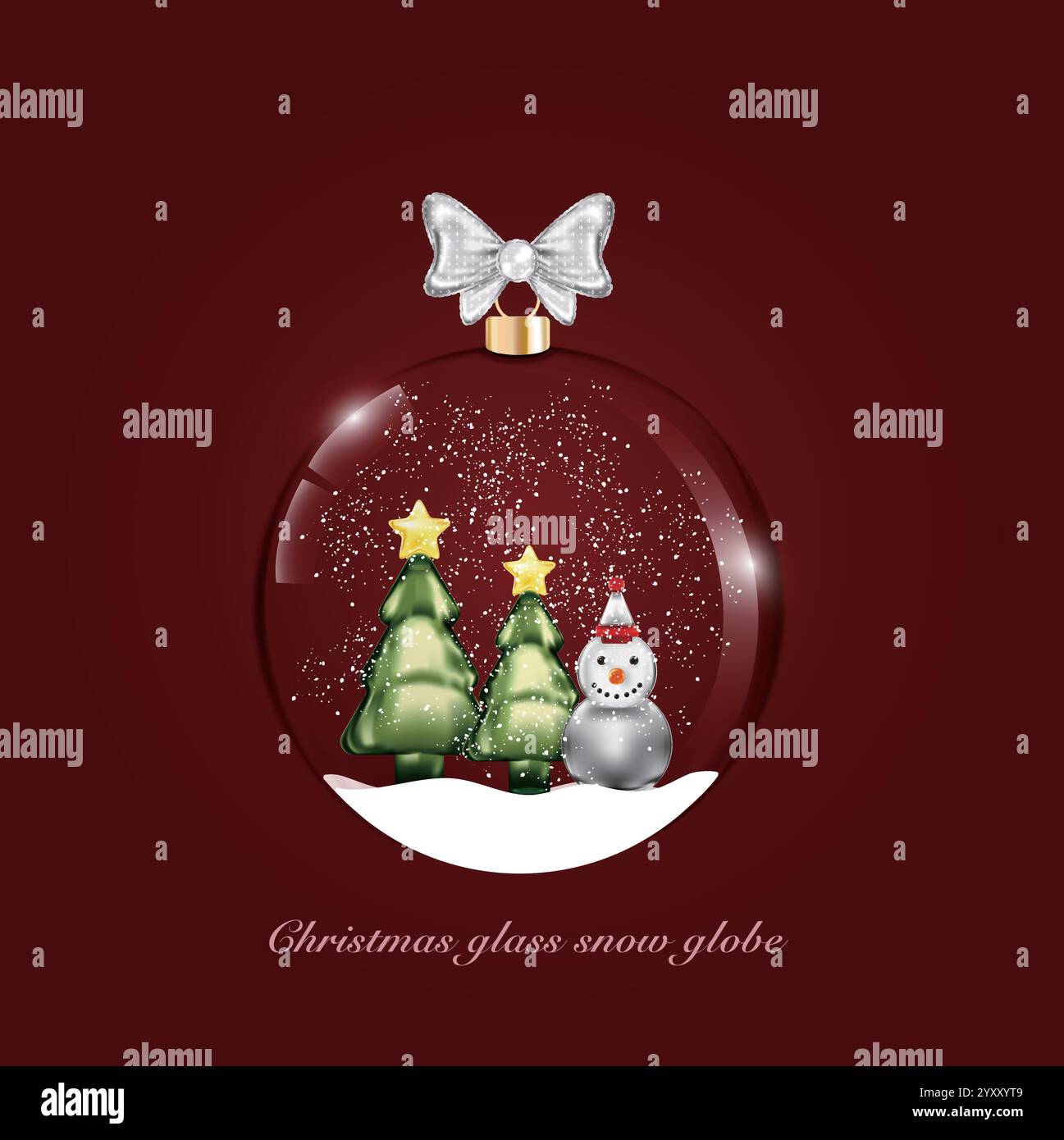 Christmas decorative glass ball with snowman and tree Stock Vector ...
