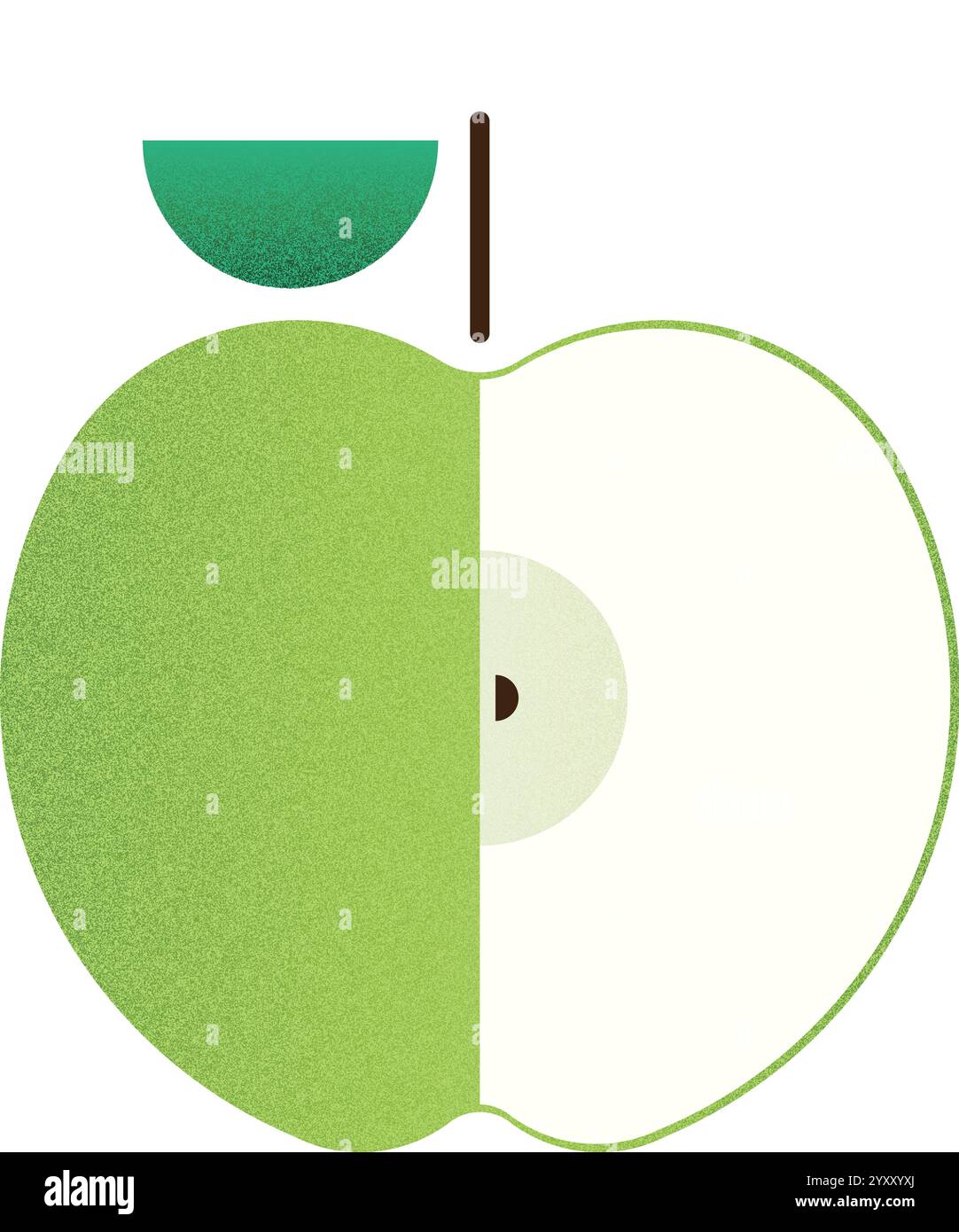 Vector fruit helf green apple cartoon vector illustration isolated object Stock Vector