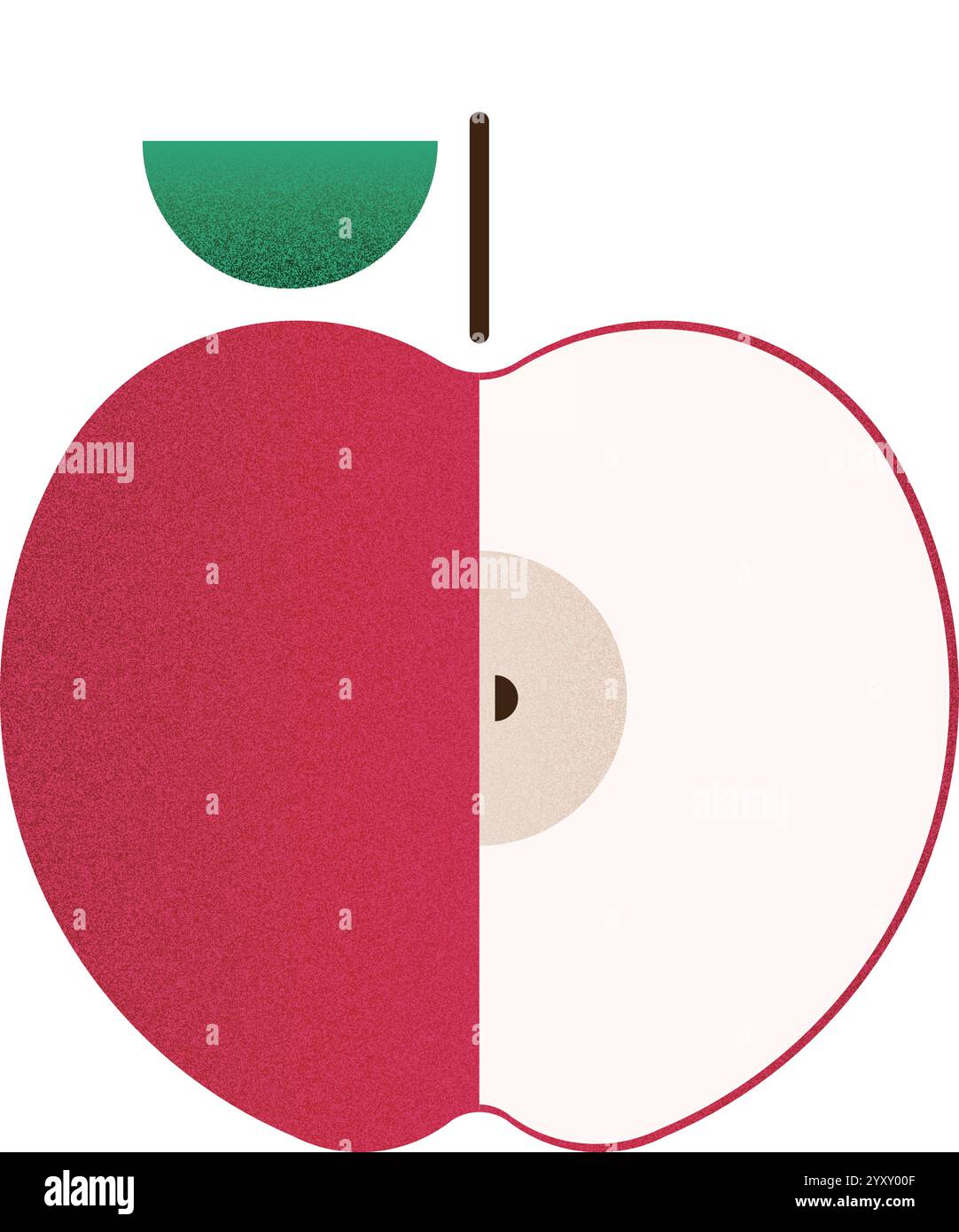 Vector fruit helf red apple cartoon vector illustration isolated object Stock Vector