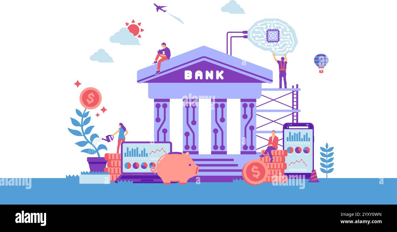 BaaS ( Banking as a Service ) vector banner illustration Stock Vector