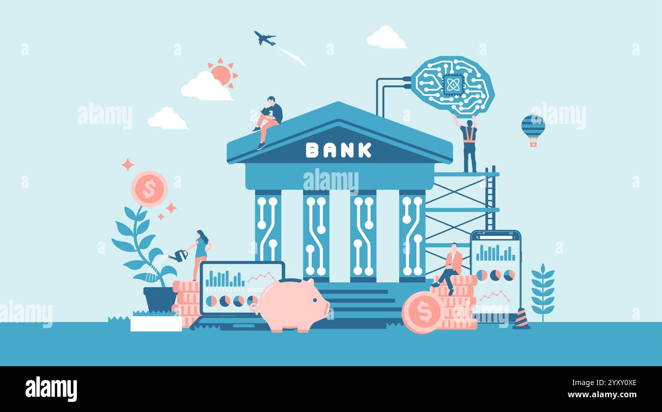 BaaS ( Banking as a Service ) vector banner illustration Stock Vector