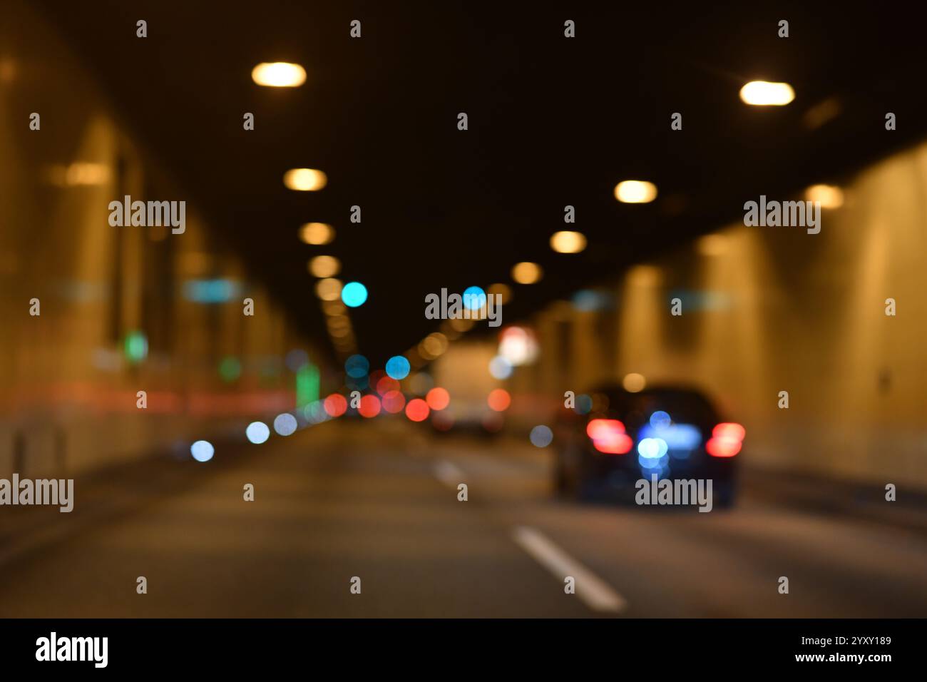 Driving traffic. Speed riding. Cars ride. Car in tunnel. Car motion ...