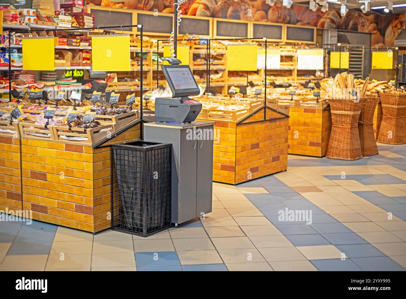 interior in a supermarket in the bakery department Stock Photo - Alamy