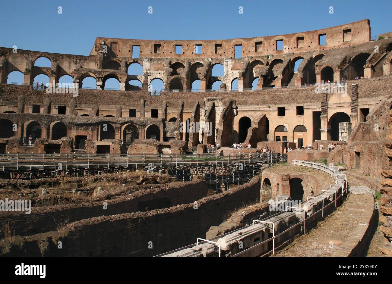 Italy. Rome. Colosseum or Flavian Amphitheatre. 70 - 80 AD. View insede building. Stock Photo