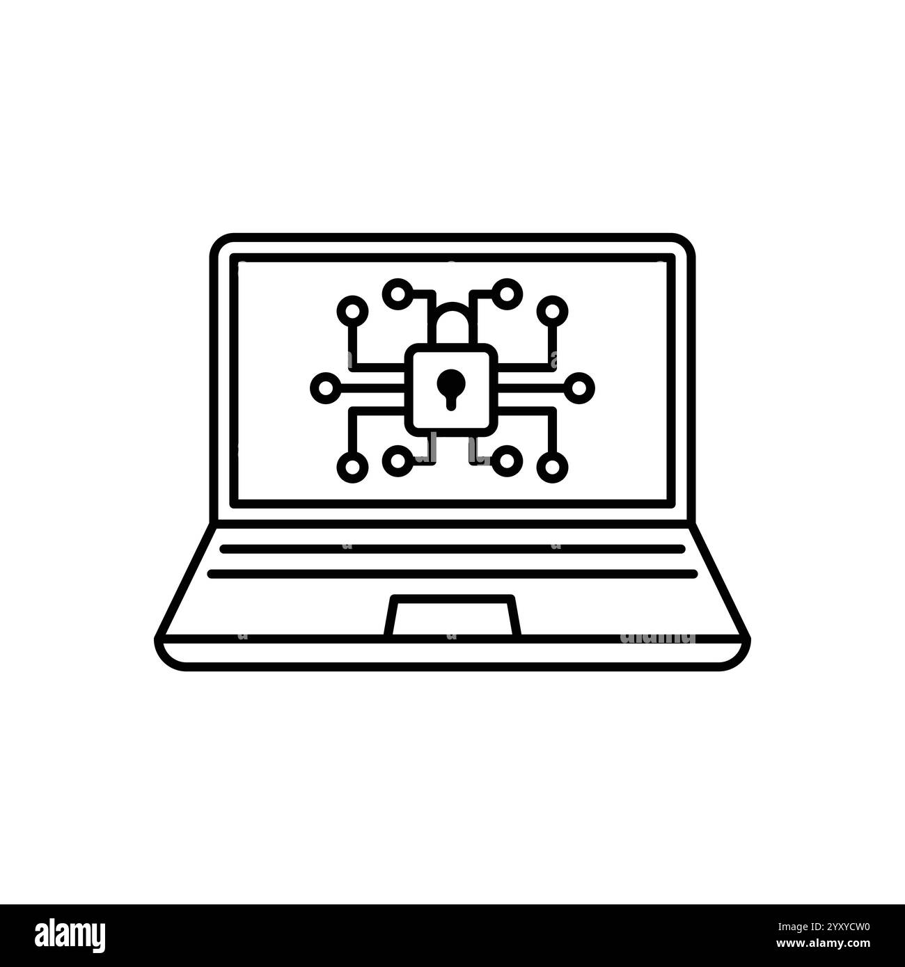 Cyber security icon. Isolated laptop and cyber security icon line style. Premium quality vector symbol drawing concept for your logo web mobile app UI Stock Vector