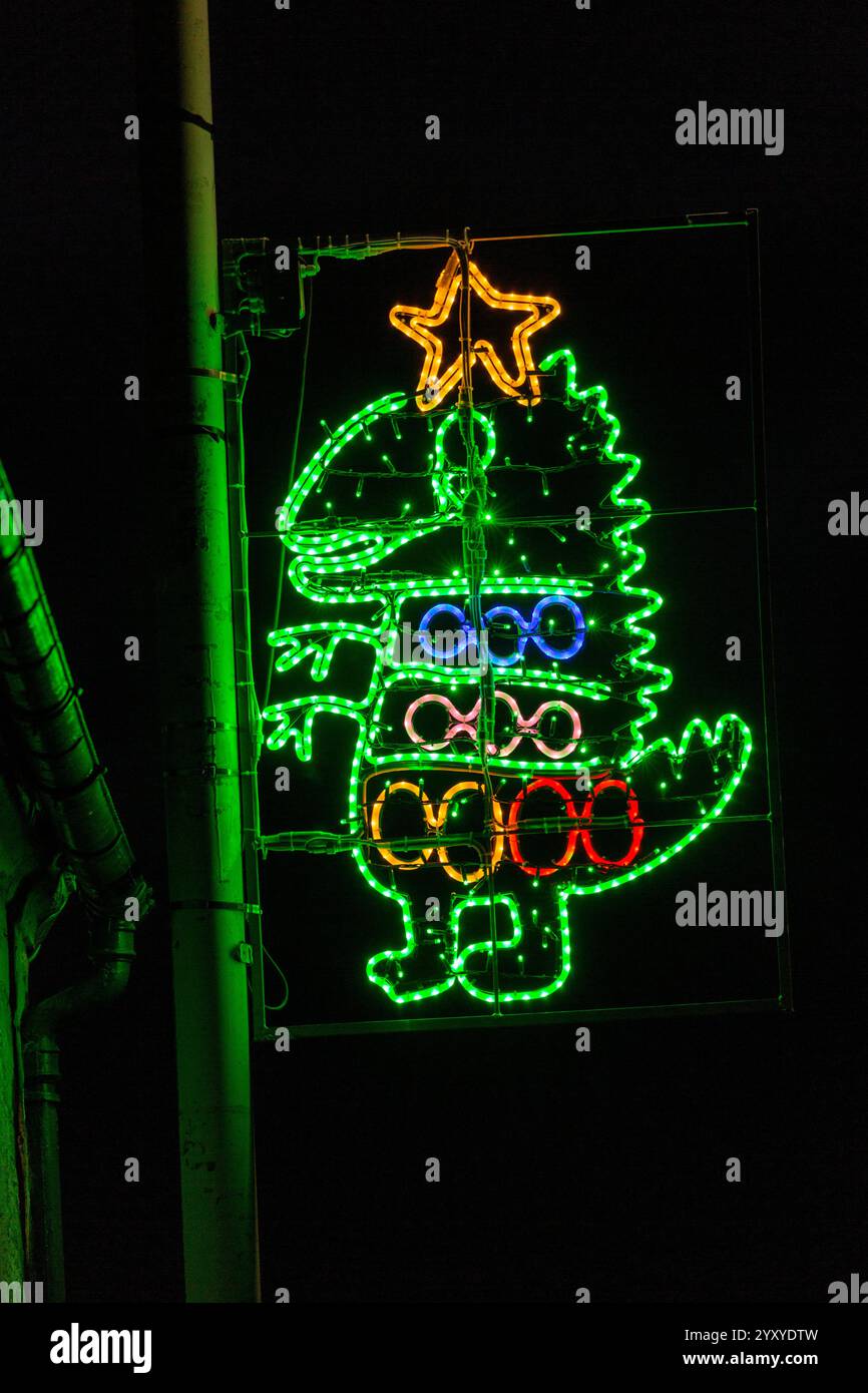 The Fife Town of Newburgh lights up Christmas with designs made by local schoolchildren Stock Photo