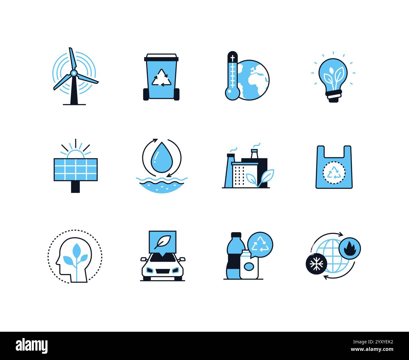 Caring for the environment - line design style icons set Stock Vector ...