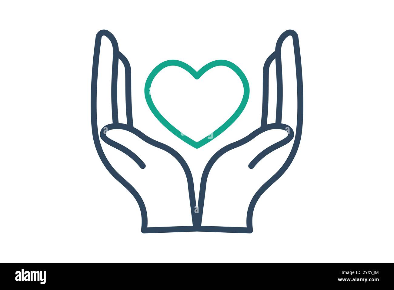 Charity icon. line icon style. hand with heart. icon related to donation and charity. donation elements vector illustration Stock Vector