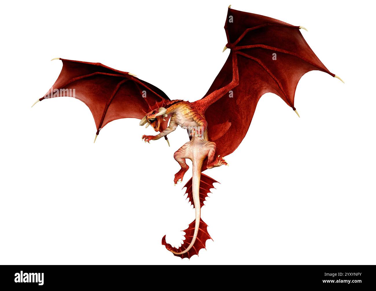 3D rendering of a fantasy dragon isolated on white background Stock ...
