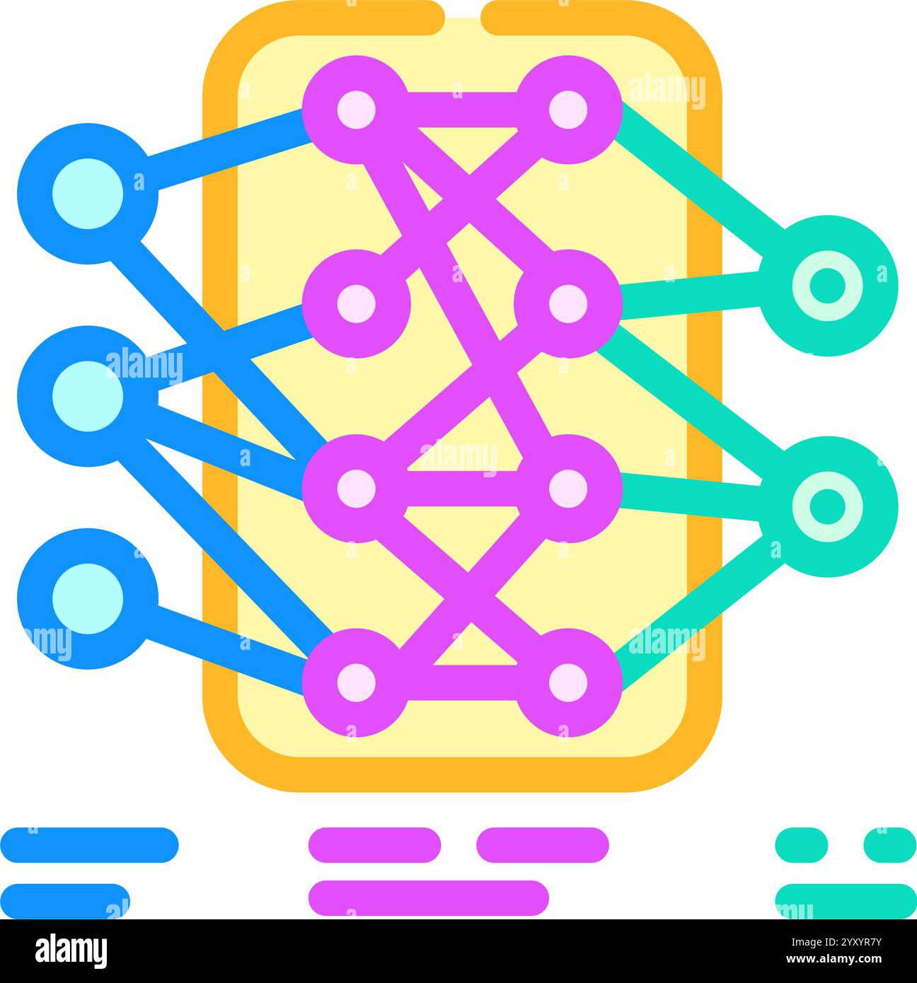 neural network diagram machine learning color icon vector illustration ...