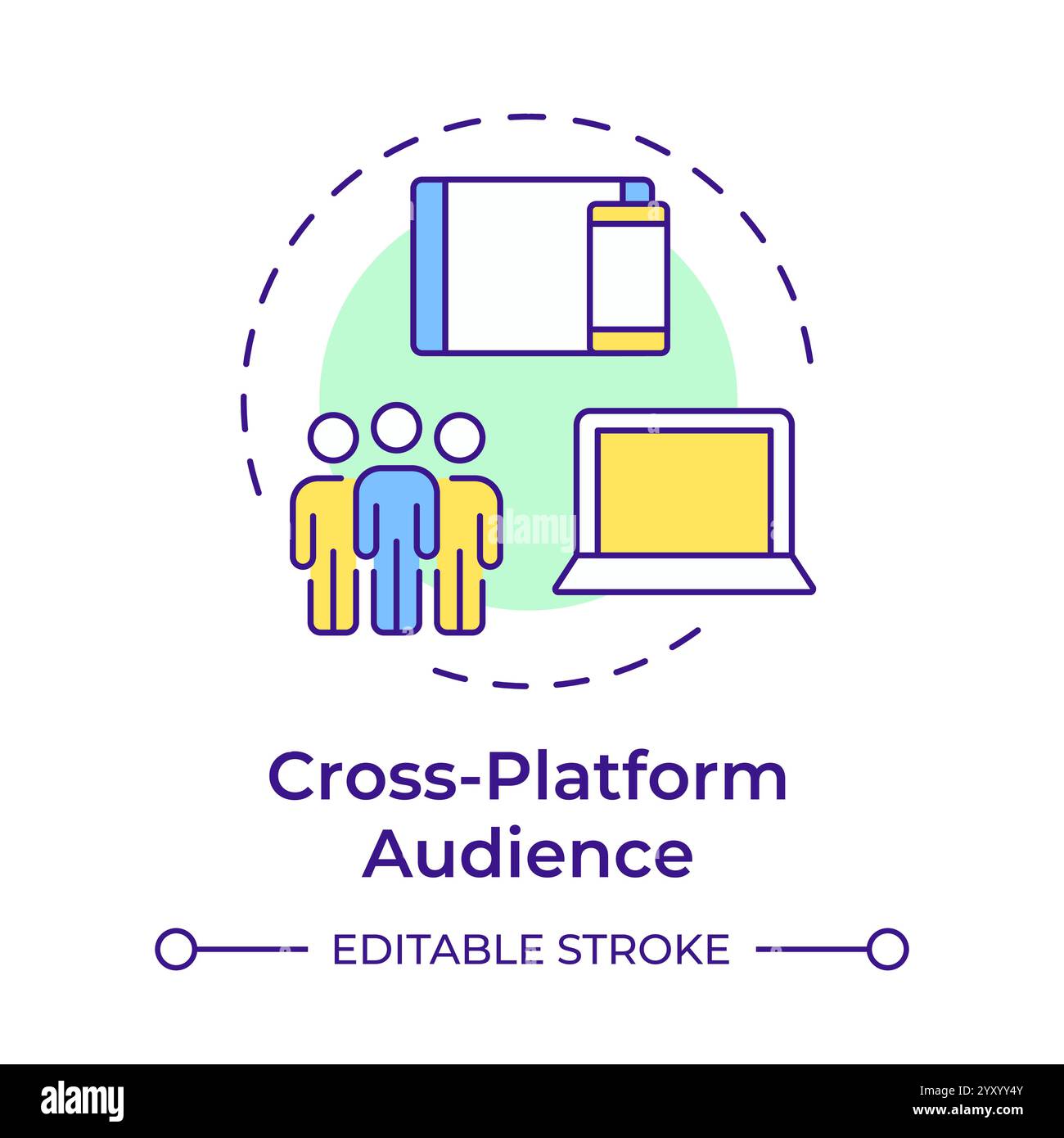 Cross platform audience multi color concept icon Stock Vector