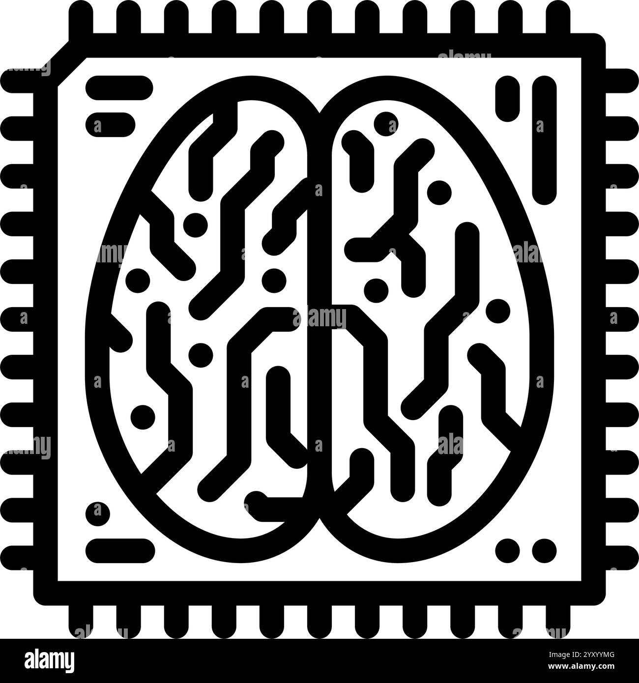 ai brain big data line icon vector illustration Stock Vector Image ...