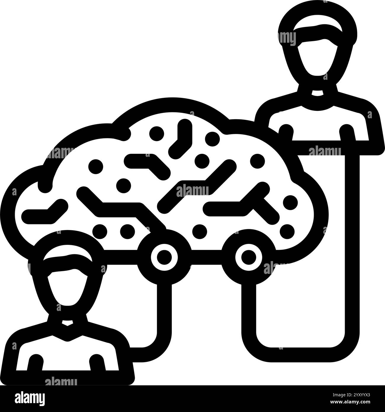 collaboration cloud computing line icon vector illustration Stock ...