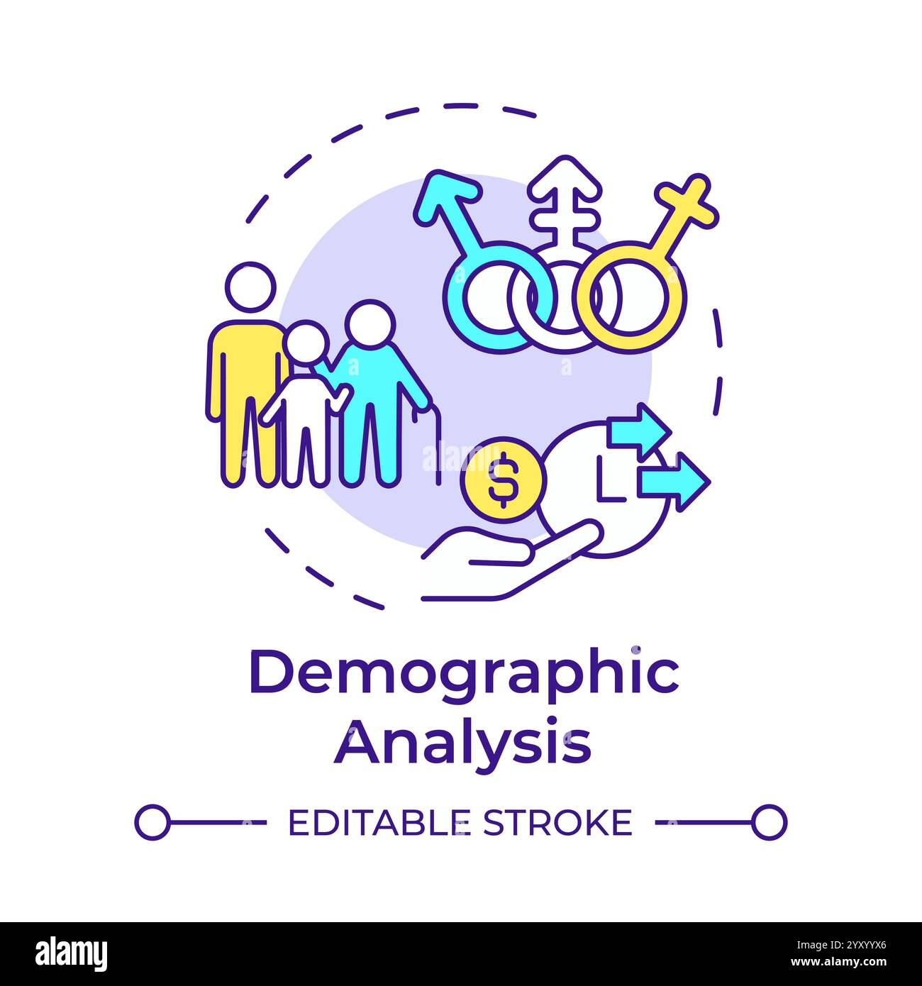 Demographic analysis multi color concept icon Stock Vector