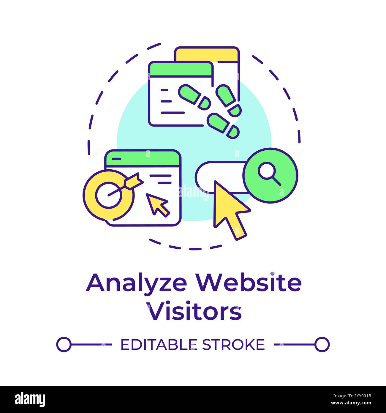 Analyze website visitors multi color concept icon Stock Vector
