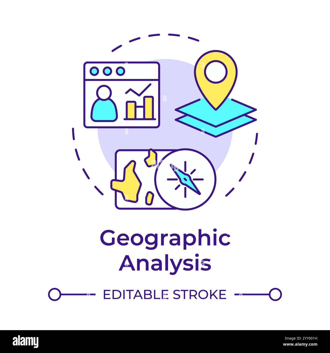 Geographic analysis multi color concept icon Stock Vector Image & Art ...