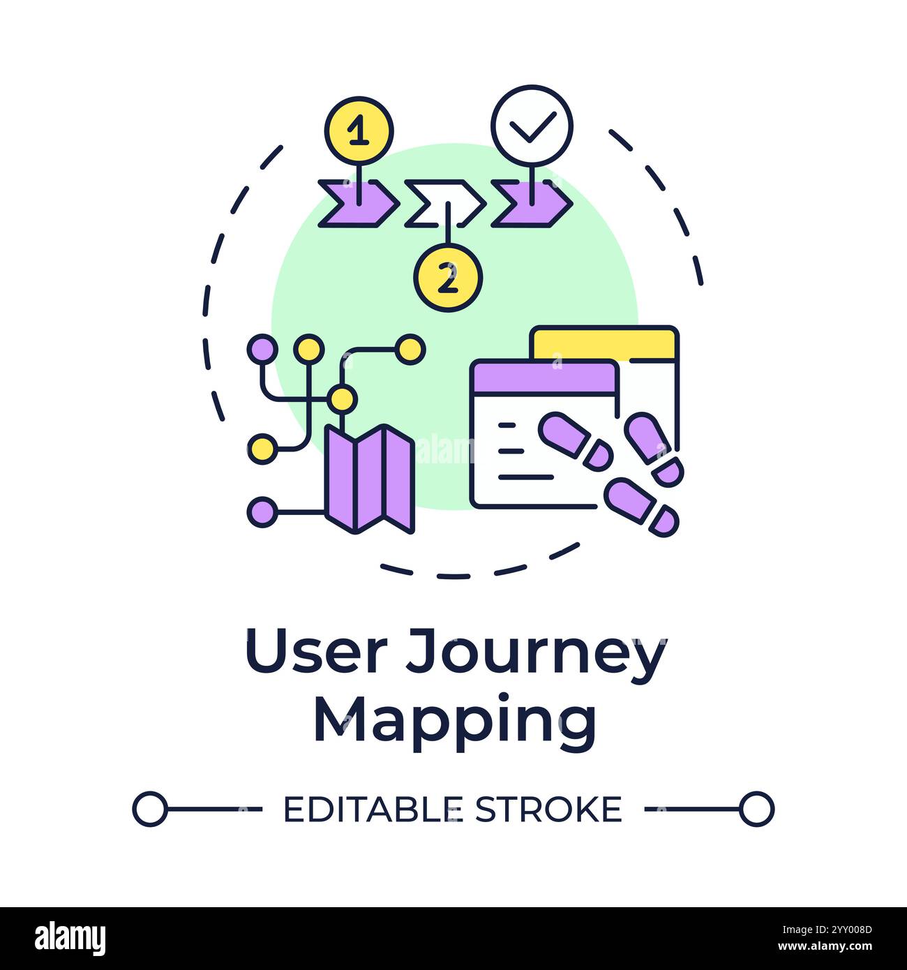 User journey mapping multi color concept icon Stock Vector