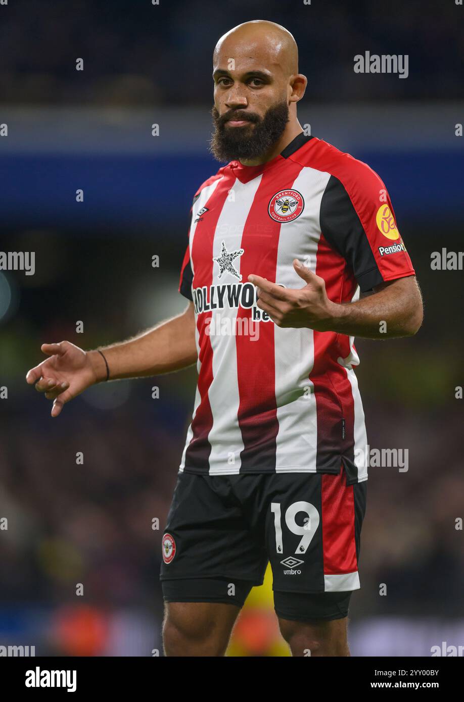 London, UK. 15th Dec, 2024. Chelsea v Brentford - Premier League - Stamford Bridge.                                                                          Brentford's Bryan Mbeumo in action.                                                 Picture Credit: Mark Pain / Alamy Live News Stock Photo