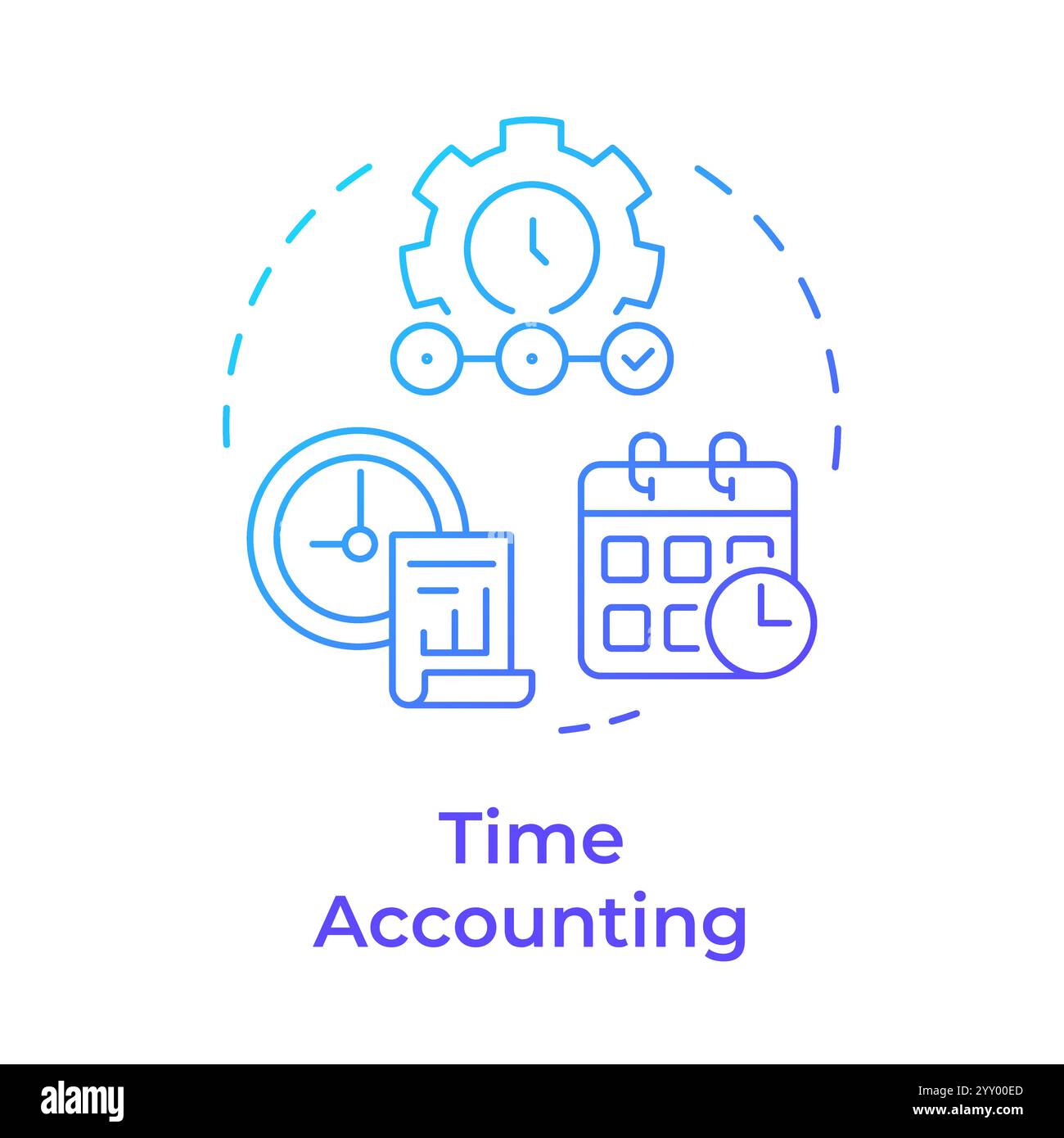 Time accounting blue gradient concept icon Stock Vector