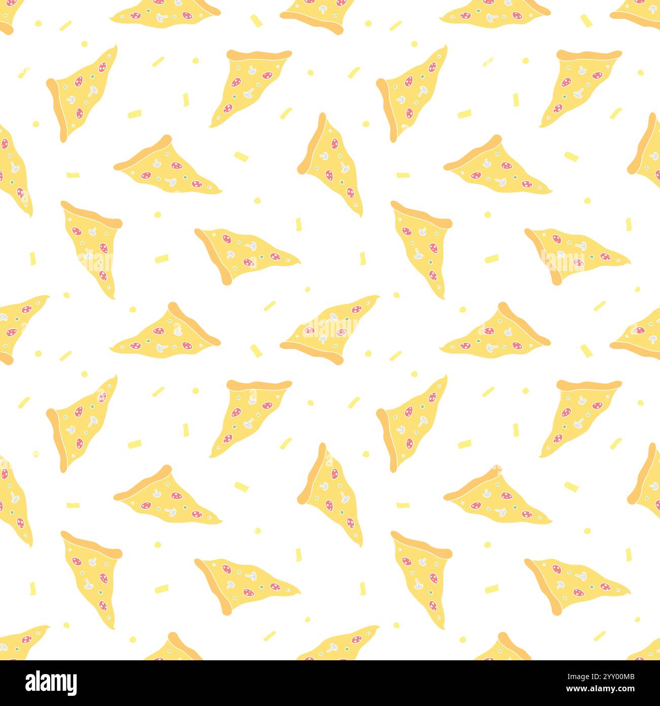 Seamless pizza pattern.pizza background. Doodle vector pizza illustration. Fast food vector pattern Stock Vector