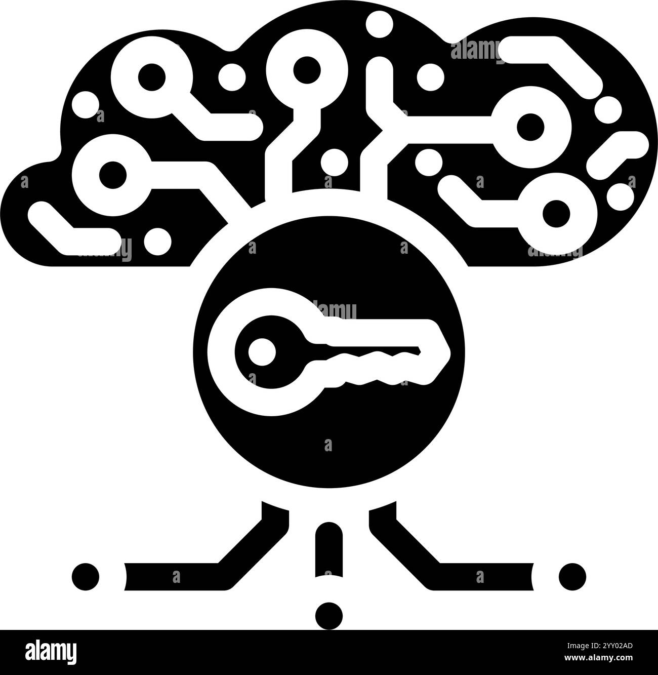 encryption key cloud computing glyph icon vector illustration Stock ...