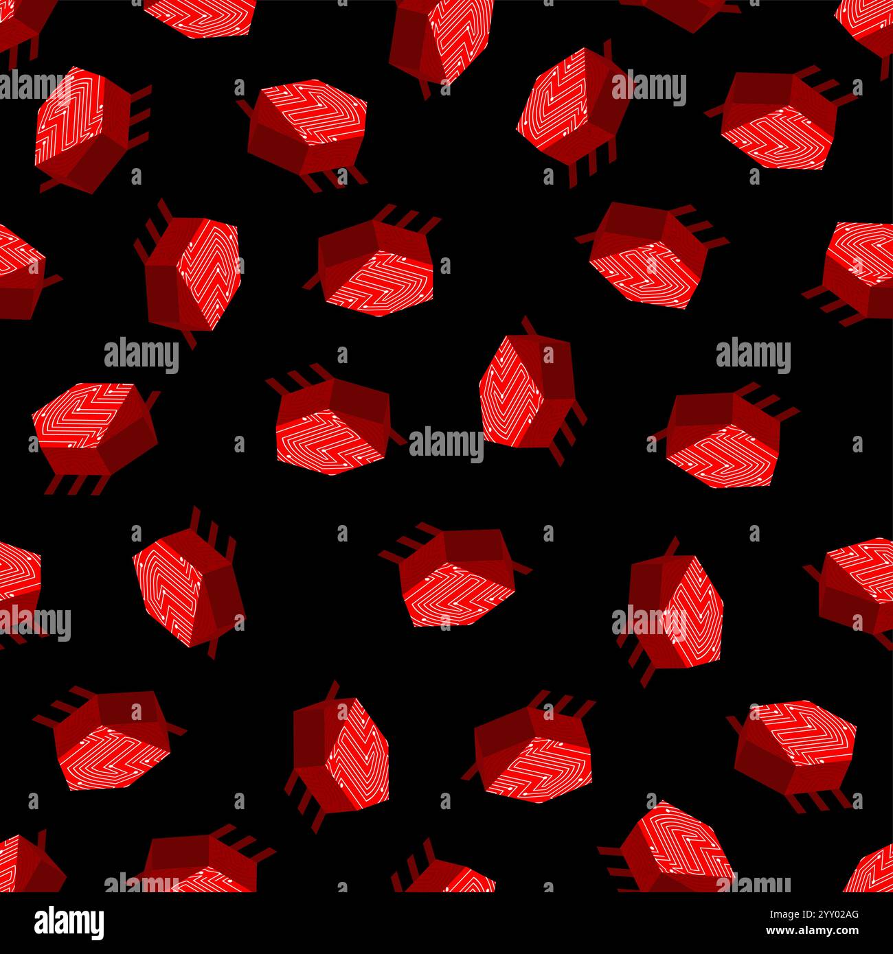 Computer virus bug pattern seamless. Spyware for your pc background. Network system infection texture Stock Vector